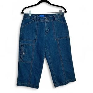 Vintage y2k dockers women denim cargo capris with relaxed fit